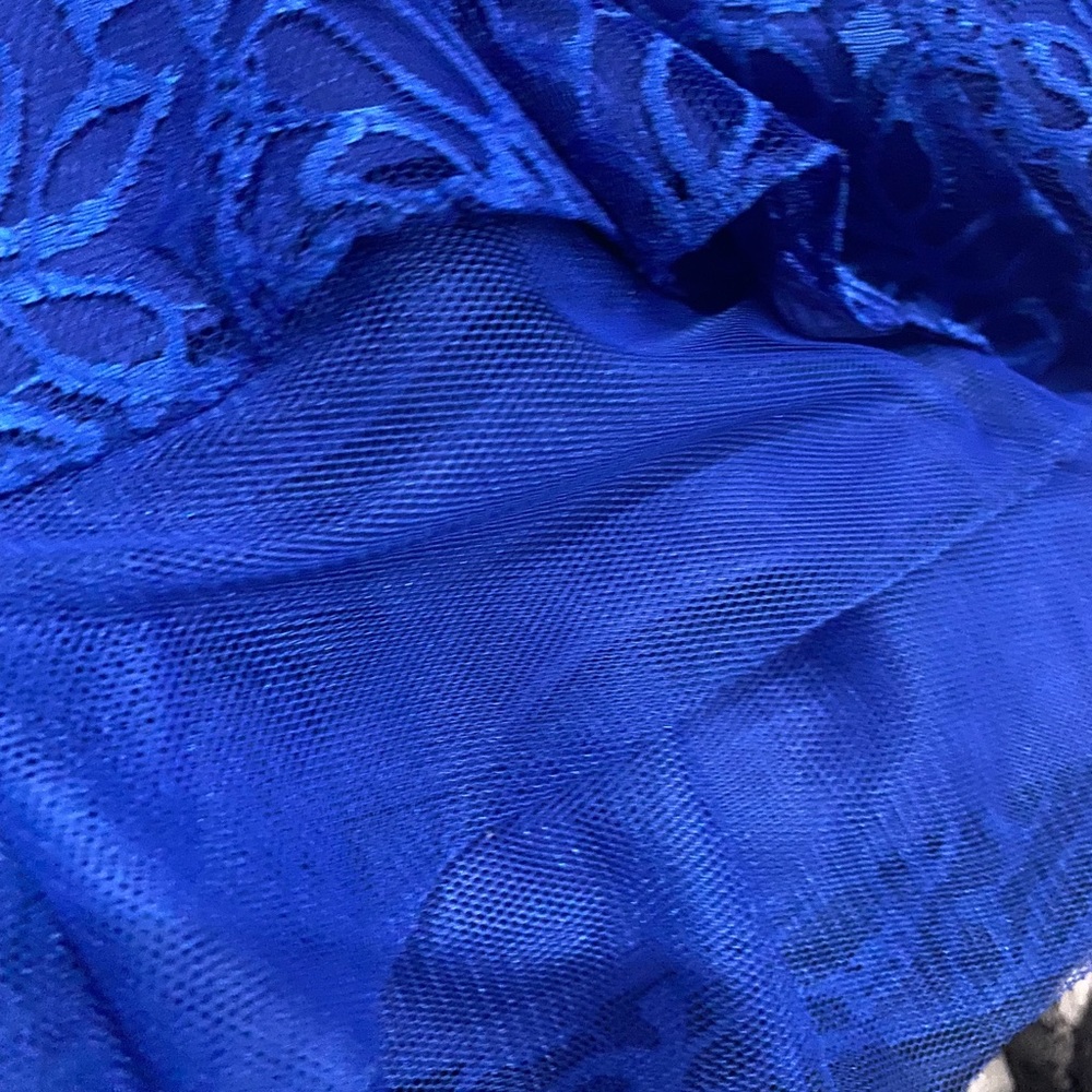 Cache Royal Blue Sleeveless Lace Formal Dress - Picture 3 of 4